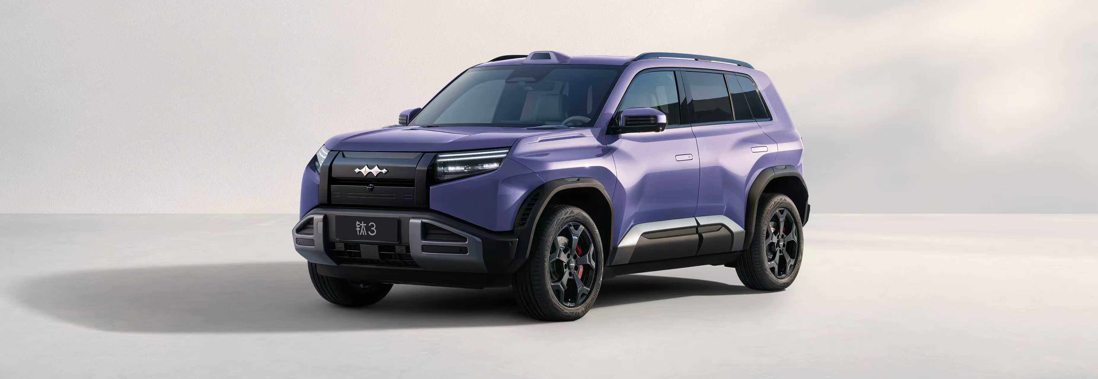 Purple Fangchengbao Tai 3 electric SUV, front three-quarter view